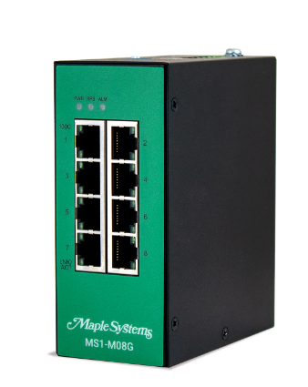 8 port fully managed industrial network switch MS1-M08G front panel RJ45 ports