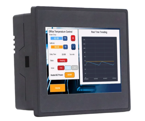 Side view of 4.3" Advanced HMI PLC showing panel mount design