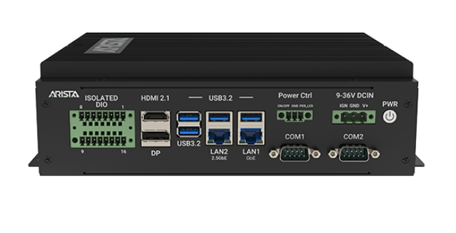 MiniBox-132-K01 top view highlighting dual LAN and serial ports