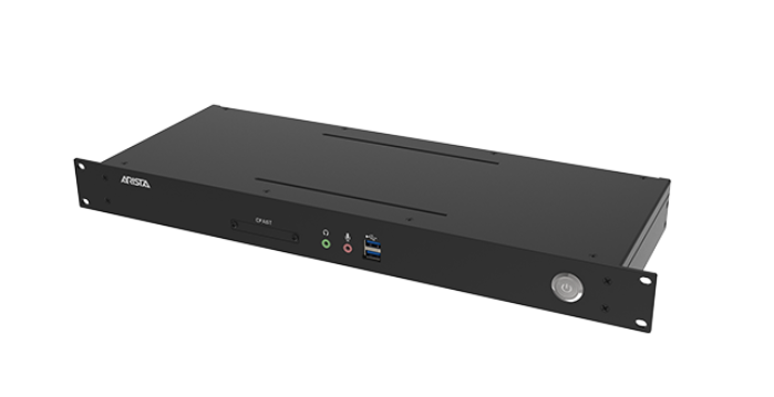 RS-103 rack mount thin client front panel with triple HDMI ports