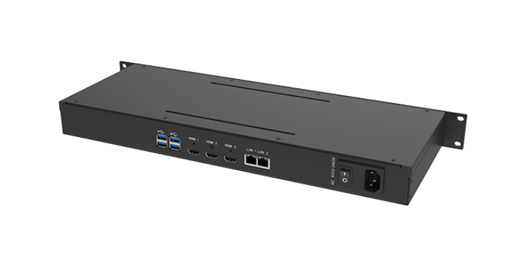 RS-103 thin client rear view showing USB ports and Gigabit LAN