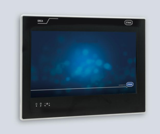 ORCA PM E54A 15 inch panel PC front view with touchscreen display for hazardous areas
