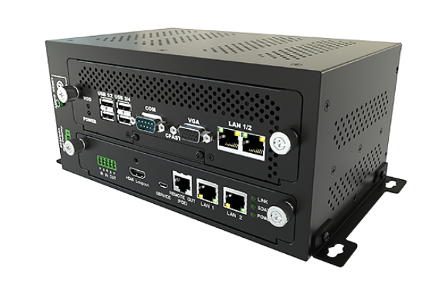 MicroBox-1200A industrial KVM extender unit rear ports and modular design