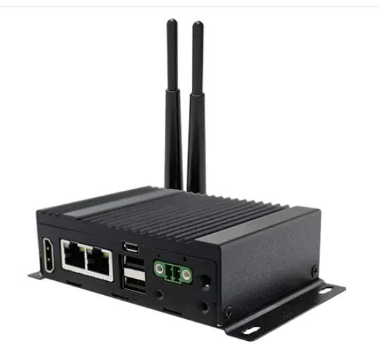 EACIM20 industrial IoT gateway ports HDMI LAN USB connectivity side angle