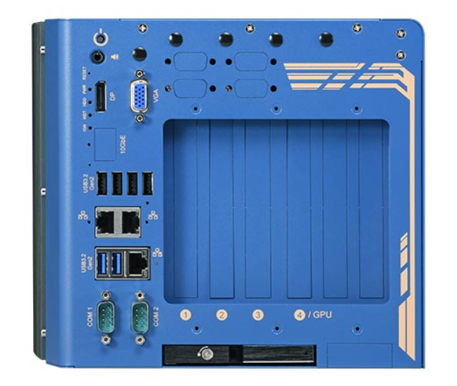 Nuvo-10109GC industrial PC showing rear I O ports and Ethernet connectivity