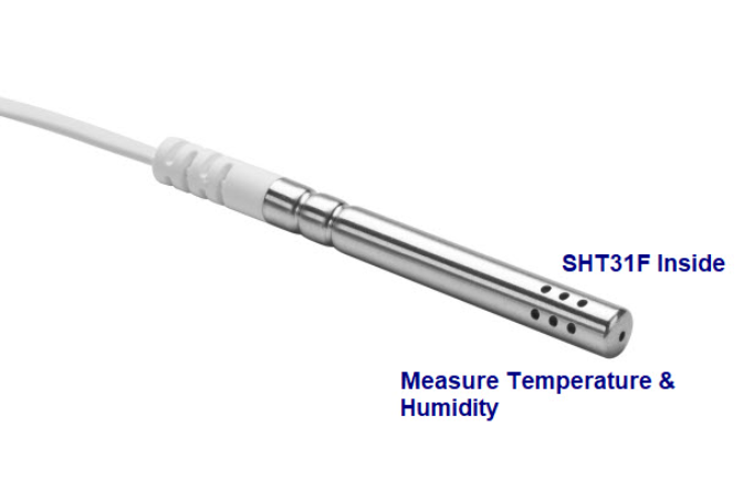 LoRaWAN temperature humidity sensor front view with antenna and compact enclosure design