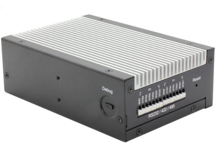 SRG-IMX8P industrial box PC showing dual LAN and USB 3.0 ports
