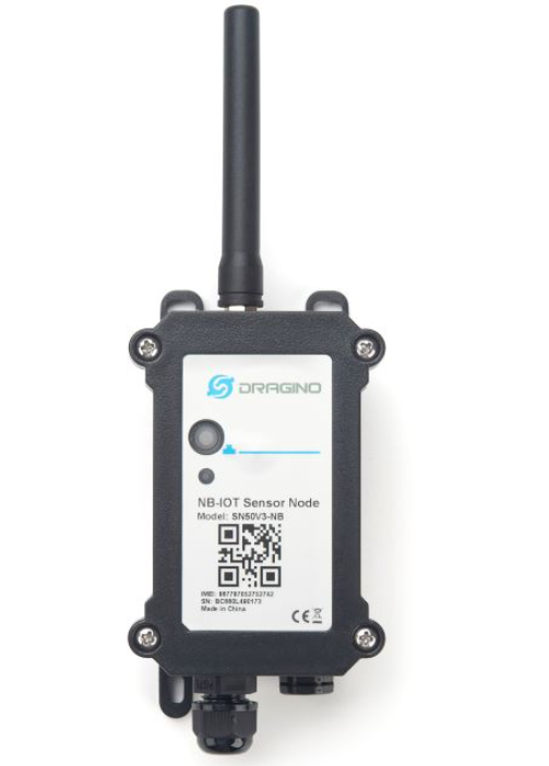 SN50v3 NB IoT sensor node front view with BLE connectivity and compact design