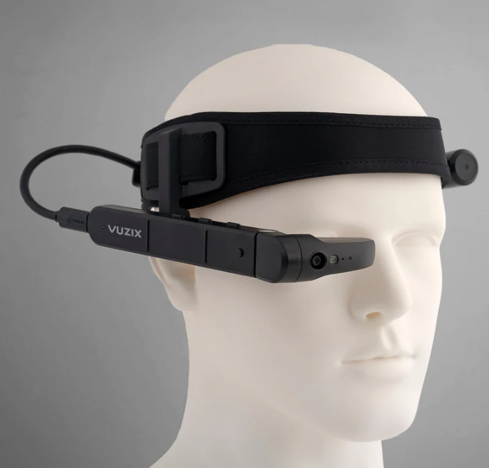 Vuzix M400 smart glasses with adjustable headband and controls