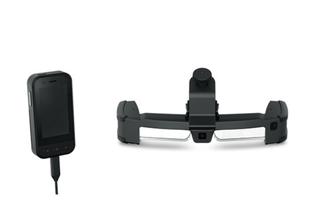 Moverio BT-45CS AR Smart Glasses close view of optical lenses and transparent AR screen