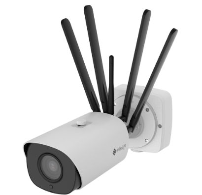 Milesight 5G IP camera rear ports with Ethernet and power interfaces
