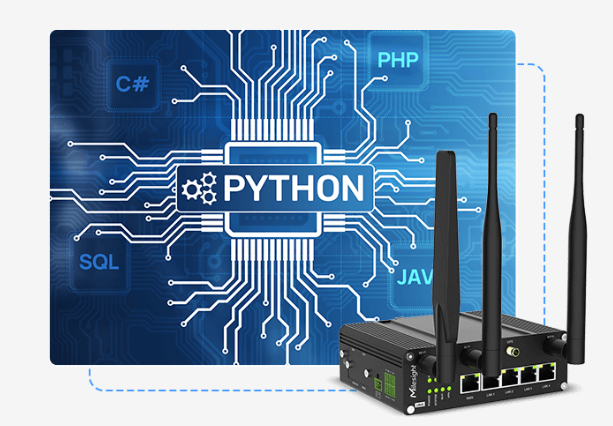 Industrial cellular router UR35 rear panel power input and terminal block