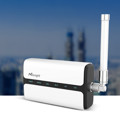 UG65 LoRaWAN gateway ports showing Ethernet PoE USB Type C and antenna connector