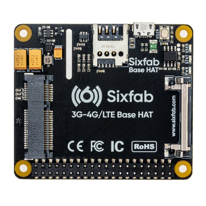 Sixfab 3G – 4G/LTE Base HAT for Raspberry Pi