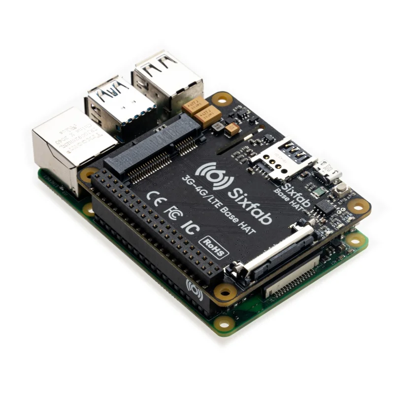 Sixfab 3G – 4G/LTE Base HAT for Raspberry Pi