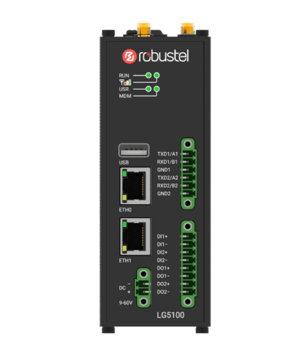 Robustel LG5100 LoRaWAN gateway ports and connectors industrial design