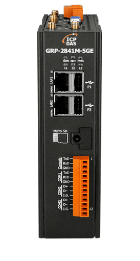 GRP-2841M-5GE edge computing gateway mounted on DIN rail inside control cabinet
