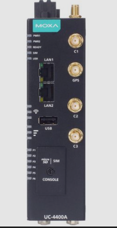 Moxa UC-4454A-T-5G industrial PC ports showing serial, CAN, and IO interfaces