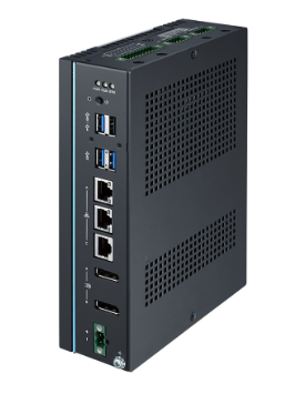 Advantech UNO-148 fanless industrial PC mounted on DIN rail