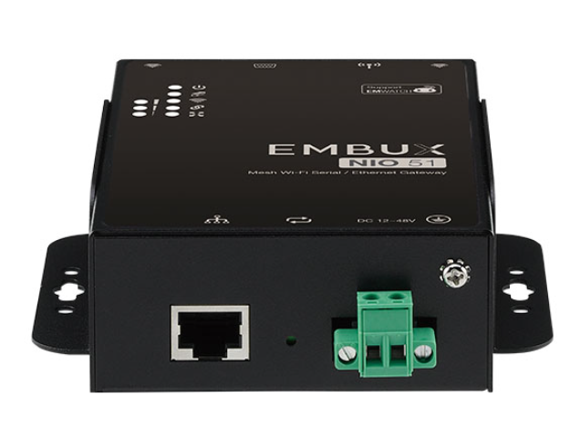 Nexcom NIO 51 industrial gateway front view with dual WiFi antennas and serial Ethernet ports