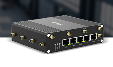 Milesight UR75 router ports view showing LAN WAN and serial interfaces