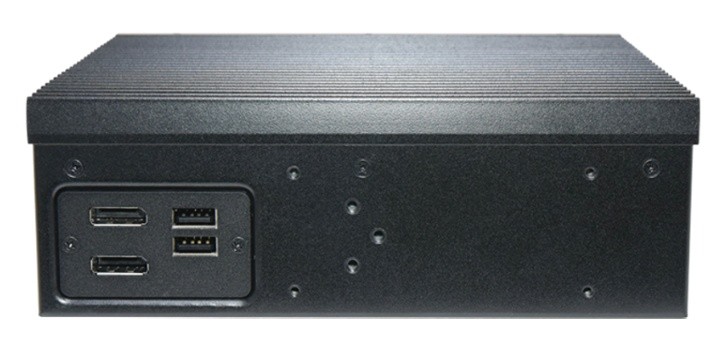 Lanner industrial PC rear panel showing 2.5GbE ports and console interface