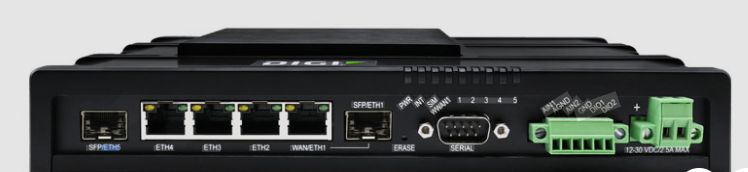 Digi IX40 edge computing gateway showing cellular antenna connectors