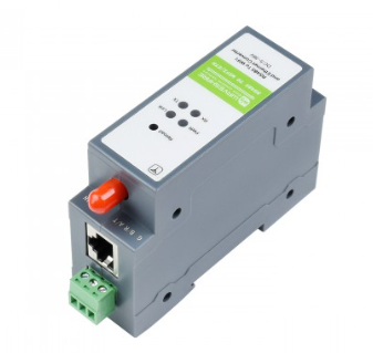 Waveshare rail mount serial gateway with RJ45 port and antenna interface
