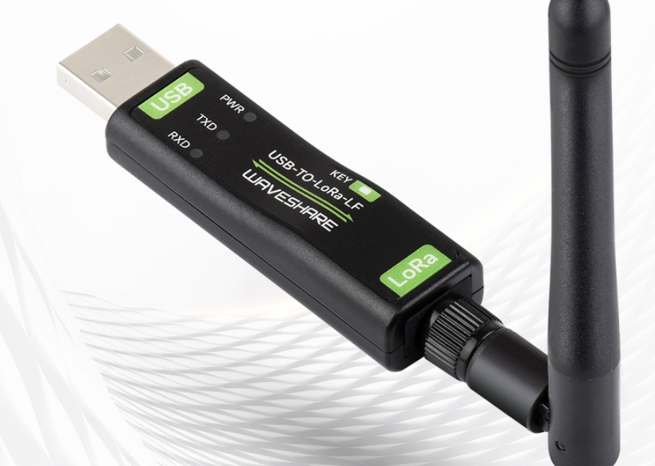 WAVESHARE USB LoRa module setup with antenna for agriculture monitoring