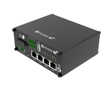 Robustel R5020 5G industrial router dual SIM front view with LED indicators