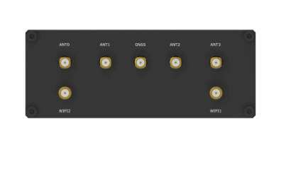 Robustel R5020 industrial 5G router ports showing 4 LAN serial and USB layout