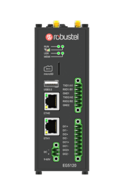 Robustel EG5120 edge computing gateway ports Ethernet serial and USB layout