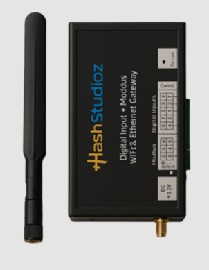 compact Modbus gateway Hash Studioz with RS485 ports Ethernet and WiFi interface for industrial networks