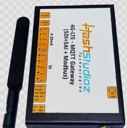 Industrial 4G LTE Modbus gateway RS485 interface with 10 digital inputs and LED indicators