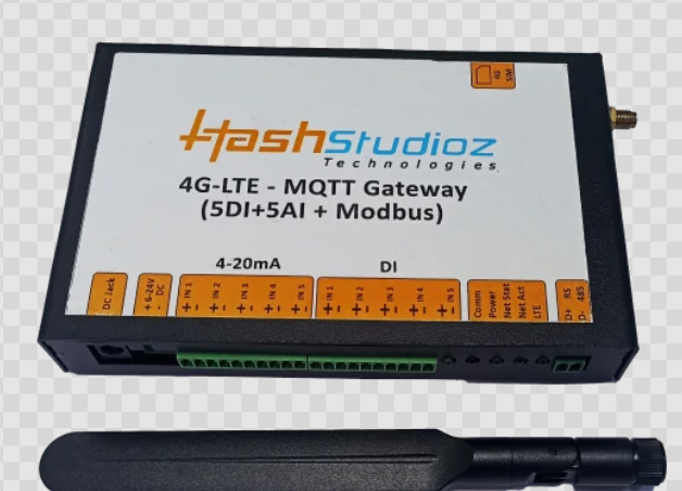 Hash Studioz 4G LTE RS485 Modbus gateway with metal enclosure and external antenna