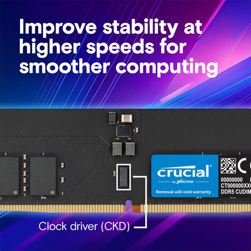 Crucial 32GB DIMM DDR5 RAM side angle image