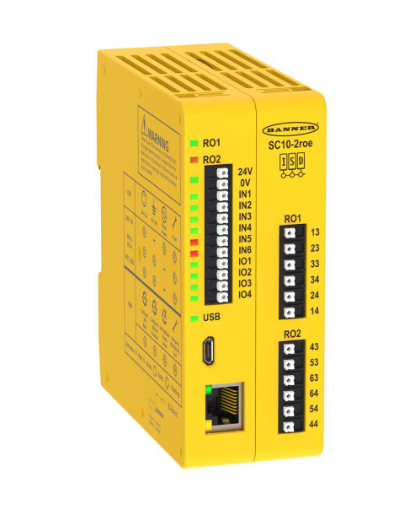 SC10 safety controller relay hybrid 24V DC industrial control unit front view