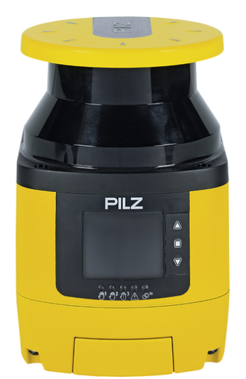 Pilz PSENscan L laser safety scanner side profile with M12 connectors