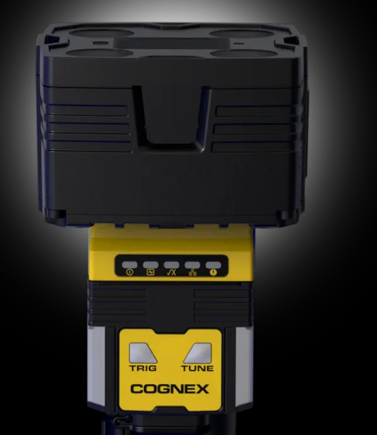 Cognex IS2802M-24520-SA 2MP AI inspection camera mounted in factory setup