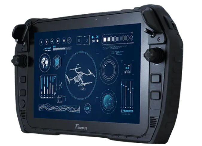 rugged robotic controller tablet with Intel i5 processor ports and side control buttons