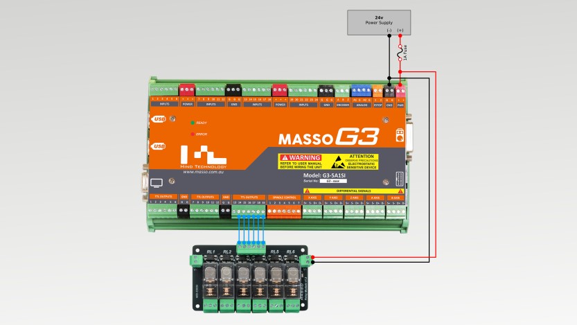 MASSO Relay Module opto-isolated, 6-channel electrical interface