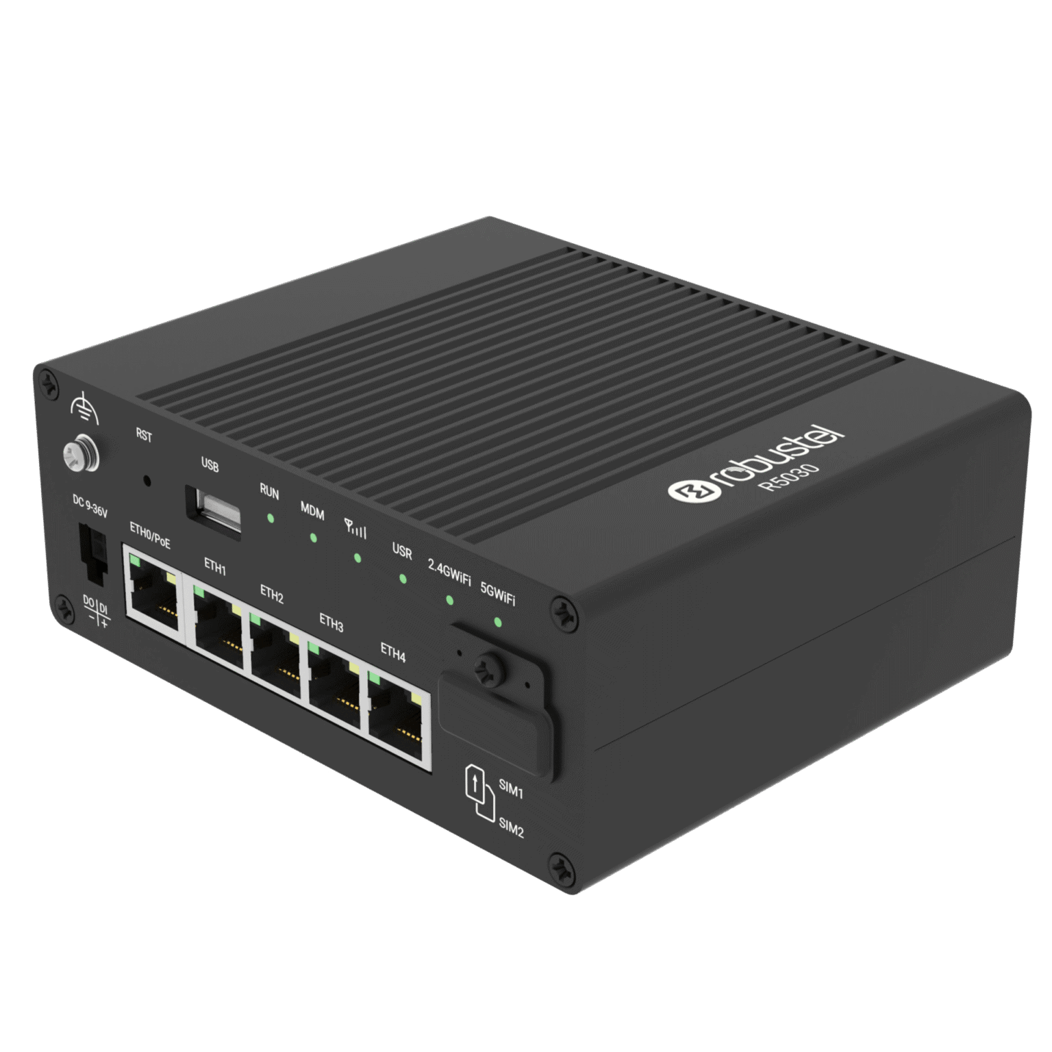 Robustel R5030 Industrial Dual-SIM 5G Router with 5x LAN, Wi-Fi 6, GNSS & PoE