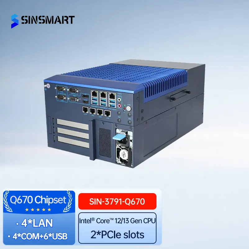 SINSMART Intel 12/13th Gen Fanless PC i3/i5/i7 64GB Win/Linux 750W GPU Support