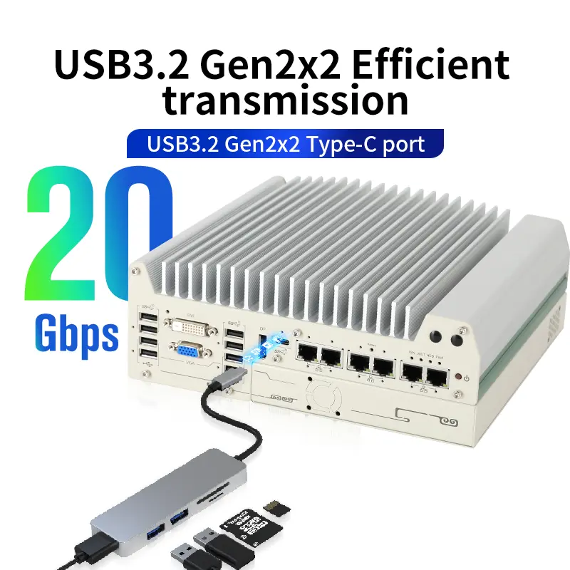 SINSMART Desktop Computer Embedded Fanless Rugged Box PC Q670e Chipset 64g 9usb