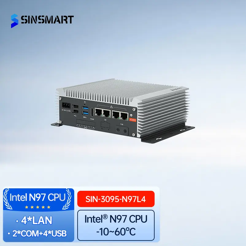 SINSMART Alder Lake-N97/RK3588 Fanless Industrial Mini PC Windows /Linux IPC