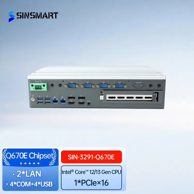 SINSMART Core 12/13th Rich Ports 2*DP 2*HDMI 8*USB Fanless Mini Industrial pc