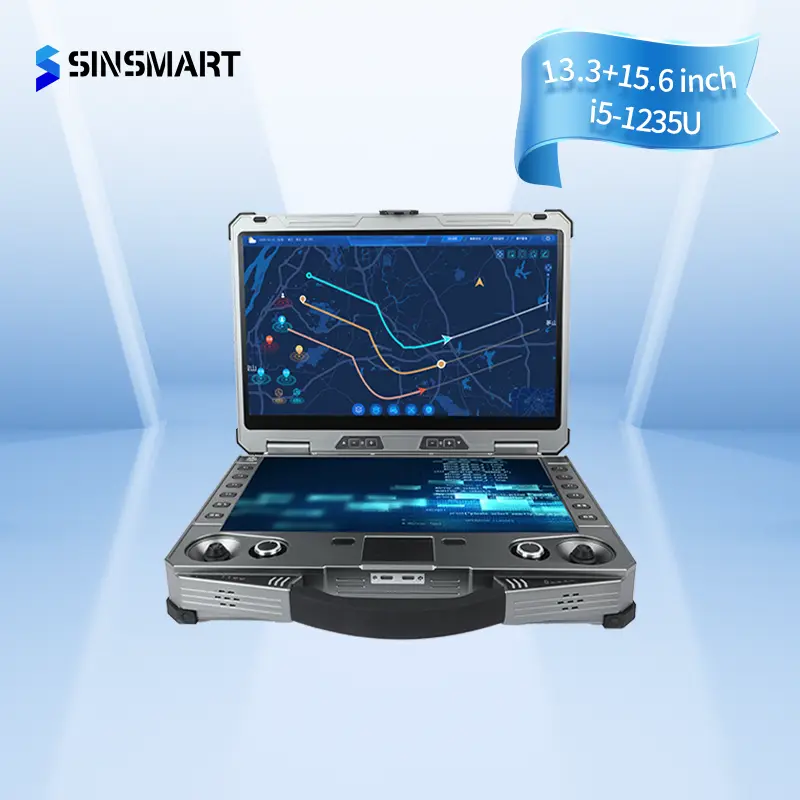 SINSMART 15.6"+13.3" Dual screen industrial rugged laptop portable computer