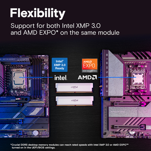 Crucial 6400MHz DDR5 RAM module top angle view