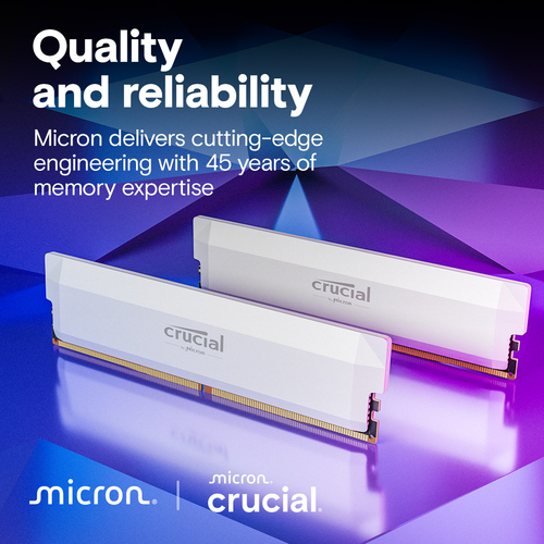 Crucial DDR5 6400MHz 1x16GB DIMM memory side view