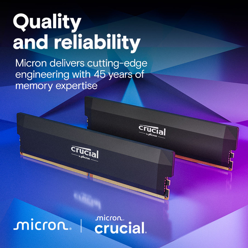 Crucial Pro DDR5 6000MHz desktop memory top angle view